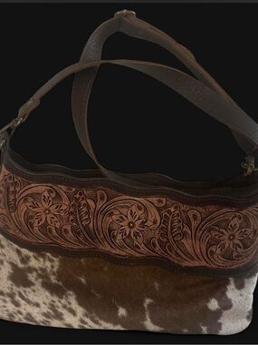 Merbaa Tooled Leather & Cowhide Shoulder/Crossbody Bag